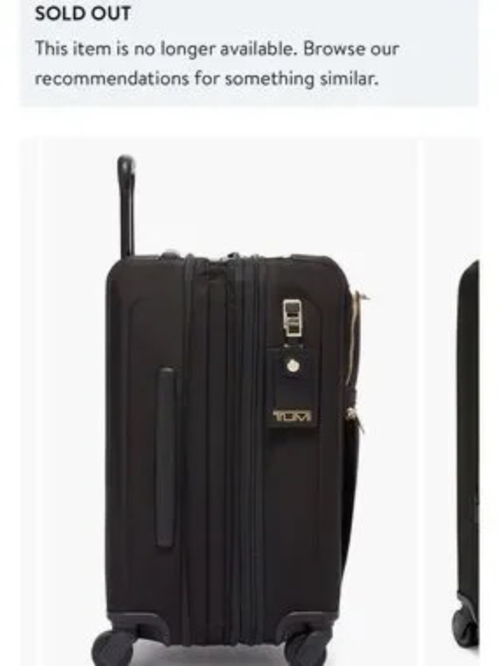 Tumi Black and Gold Cabin (expandable) 4 roller luggage - Picture 9 of 10